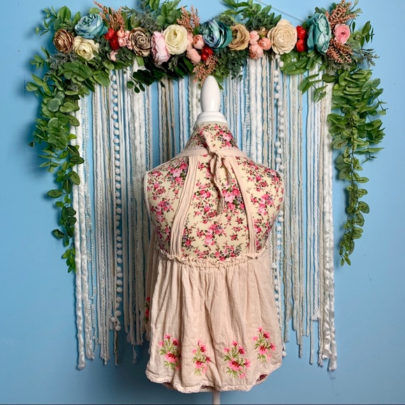 Free People Strappy Embroidered Babydoll Tank M - Picture 5 of 7